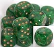 Vortex Dice 16mm d6 Green/gold Pipped Dice