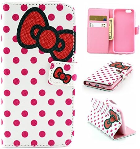 For iPhone 6S / 6 Wallet Case , JLNYU Cute Pattern PU Leather Card Case for Apple iPhone 6 (2014) and New 6S (2015 ) 4.7" with Magnetic Clasp [ Soft TPU Cover Interior ] - Pink Polka Dots