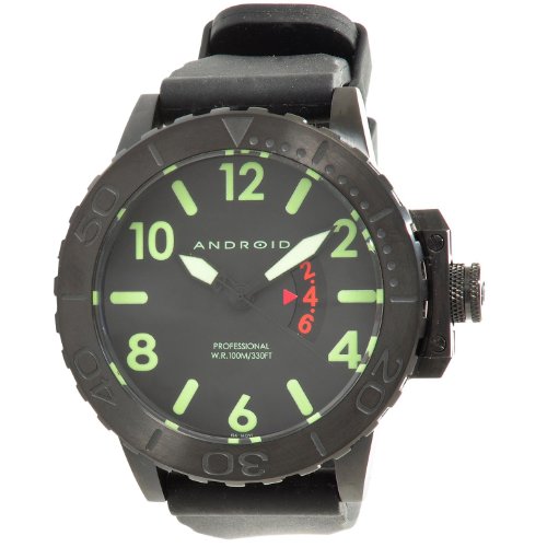 Android Men's Divemaster Trans-52 Black IP Swiss Quartz Rubber Strap Watch
