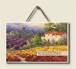 Wood Welcome Sign ~ Fleurs du Pays ~ 5 inch by 8 inch ~ code 511