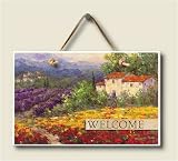 Wood Welcome Sign ~ Fleurs du Pays ~ 5 inch by 8 inch ~ code 511