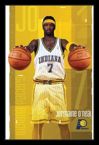 Jermaine O'Neal Indiana Pacers Nba Baller Oneal Art Framed Poster Print - 24