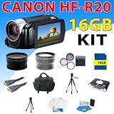 Canon VIXIA HF R20 HF-R20 HFR20 Flash Memory Camcorder (Black) + 16GB Complete Camorder Accessory Kit