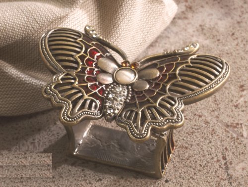 Butterfly Design Bejeweled Napkin Rings. 4 Pieces. Picture
