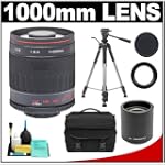 Vivitar 500mm f/8.0 Series 1 Multi-Coated Mirror Lens with 2x Teleconverter (=1000mm) + Tripod + Case + Accessory Kit for Nikon D40, D60, D90, D300, D300s, D3, D3s, D3x, D7000, D3000, D3100 & D5000 Digital SLR Cameras