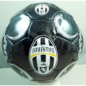 Handsewn Futbol Soccer Ball – Black with Striped Texture and Flourishes – Juventus Logo