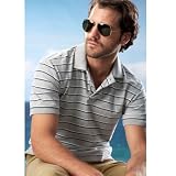 Eddie Bauer Sueded Jersey Shadow-Stripe Polo Shirt