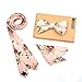 Stylefad Men's Floral Skinny Neck ties and Bowtie Pocket Square 3pcs Set for Gifts Pink
