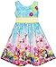 Sunny Fashion Girls Dress Blooming Rose Garden Flower Print Sleeveless Blue