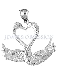 Rhodium-Plated 925 Sterling Silver Swan Pendant