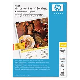 Hewlett Packard [HP] Superior Inkjet Paper Double-sided Glossy 180gsm A3 Ref C6821A [50 Sheets]