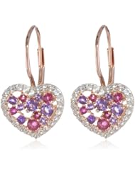 Pink Plated Sterling Silver White Topaz Ruby Amethyst Earrings