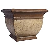 Estate Stoneware Palmetto Cream with Bronze 16 1/2 Inch Square 2-tone Composite Planter