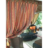 Outdoor Gazebo Patio Drapes Red Brown Tan Stripe (40x84) (2) Panels