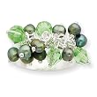 Sterling Silver Green Crystal/FW Cultured Hot Green Pearl Ring
