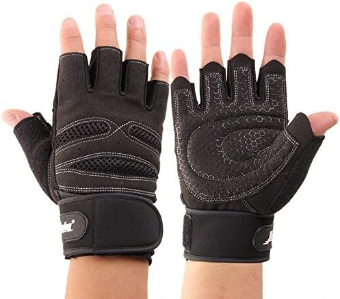 Bestblue Bestblue Weightlifting Stretch Strength Training Fitness Gym Gloves Wrist Wraps (M)