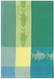 Waffle Weave 100% Cotton Fish Dishtowel Aqua Blue 18" X 28" Set / 6