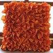 Vintage Orange - Throw Pillow Covers - Satin Pillow Cover with Orange Satin Ruffles