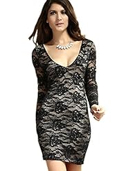 Sexy V-neck Polyester Cocktail Floral Print Stretchy Lace Club Dress/Party Dress 