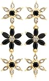Yellow Gold Plated Sterling Silver Sapphire and Diamond Accent Flower Dangle Earrings