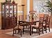 7 pc brown finish wood dining table set with birch wood veneers and solid hardwoods