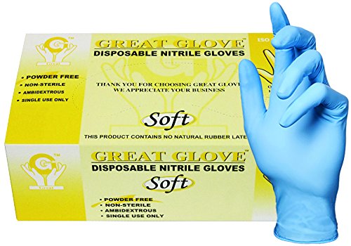 GREAT GLOVE SNM50000-XS-BX Food Safe Glove, Soft, Nitrile Synthetic Rubber, 4 mil - 4.5 mil, Powder-Free, Textured, General Purpose, Latex Free, Allergy Free, X-Small, Blue