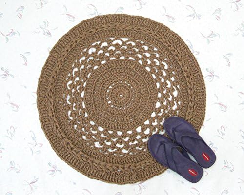 Fancy Round Crochet Jute Rug - Natural Fiber - Handmade Crochet - 29"
