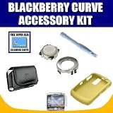 Blackberry OEM Gold Skin + Curve Leather Horizontal Pouch with Beltclip + Blackberry Trackball Replacement + Screen Protector+ Micro-Fiber Cleaning Cloth For Blackberry Curve 8300, 8310, 8320, 8330 with Exclusive FREE Complimentary Super Deal Micro Fiber Cleaning Cloth