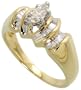 14k Gold Solitaire Ring, w/ 0.22 Carat Marquise Cut & 0.15 Carat Baguette Diamonds, 5/16 in. (8mm) wide