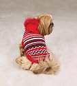 Dog Holiday Striped Hoodie Sweater - Red - Medium