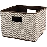 Household Essentials Open Storage Bin, Brown Chevron