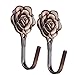 2pcs Vintage Rose Curtain Tieback Tassel Hooks Door Wall Hook Antique Copper