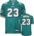 Ronnie Brown Jersey: Reebok Authentic Aqua #23 Miami Dolphins Jersey - 48