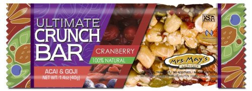 Mrs. May's Ultimate Crunch Bar, Cranberry, Acai & Goji, 1.4-Ounce Bars (Pack of 12)