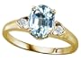 1.39 cttw 14k White Gold Genuine Oval 8x6mm Aquamarine and Diamond Ring - 14kt White Gold