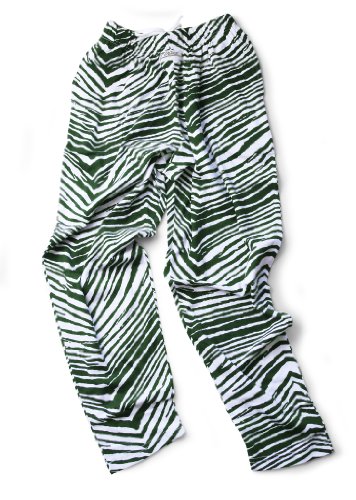 Zubaz Pants: Small Green/White Zubaz Zebra Pants