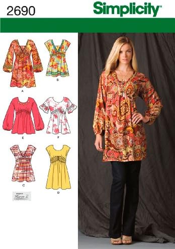 Simplicity Sewing Pattern 2690 Misses tops and Dresses, H5 (6-8-10-12-14)