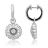 18k White Gold Floral Cluster Drop Diamond Earrings (G-H, SI-I, 0.93 carat)