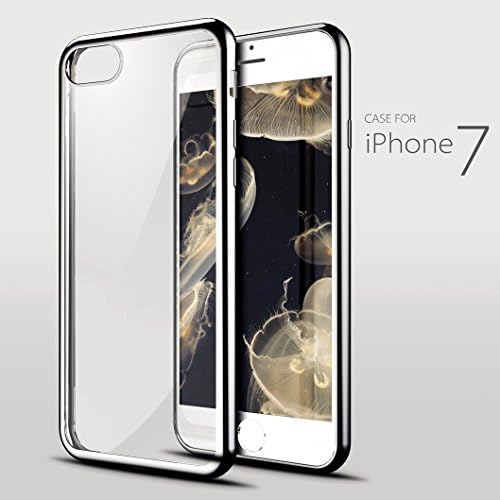 iPhone 7 Case, Vomocase Slim Plating Crystal Clear Soft TPU Gel Shockproof Cover Case for iPhone 7 ,4.7 inch (2016) (Black)