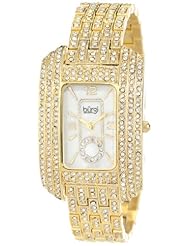Burgi Womens BUR053YG Rectangular Crystal Quartz Bracelet Watch