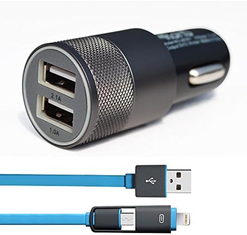 Car Charger 2-port USB with 1m dual Cable for iphone6/ 6s/ 5 iPod/Ipad sumsung LG(Black & USB cable)