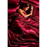 Satin Aubergine Duvet Cover 4 Pillow Cases Sheet Double