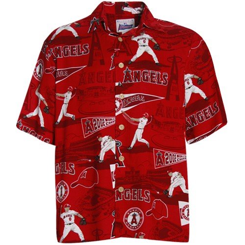 Reyn Spooner Los Angeles Angels of Anaheim Red Hawaiian Shirt