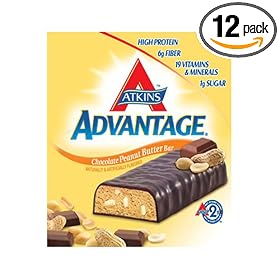Atkins Advantage Bars, Chocolate Peanut Butter , 2.1-Ounce Bars (Pack of 12)