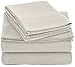 Amazon Basics 4 Piece Bed Sheets Set, 100% Cotton Jersey, Includes Super Soft, Flat and Fitted Sheets, Pillowcase, Full, Oatmeal, Solid