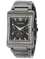 Vernier Womens VNR11059GN Gun-Metal Rectangular Case Chrono-Look Bracelet Watch