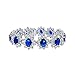 Bling Jewelry Bridal Crown Halo Large Royal Blue Oval CZ Fashion Tennis Statement Bracelet For Women Wedding Prom Simulated Sapphire Cubic Zirconia Silver Plated Brass