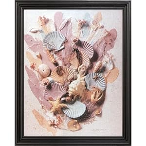 Ocean Sea Shell Starfish Beach Bathroom Wall Decor Picture Black Framed Art Print