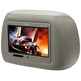 Absolute COM-708 (GRAY) Individual 7.5" TFT-LCD Monitor Loaded in a Universal GRAY Leather Headrest w/ Adjustable Poles