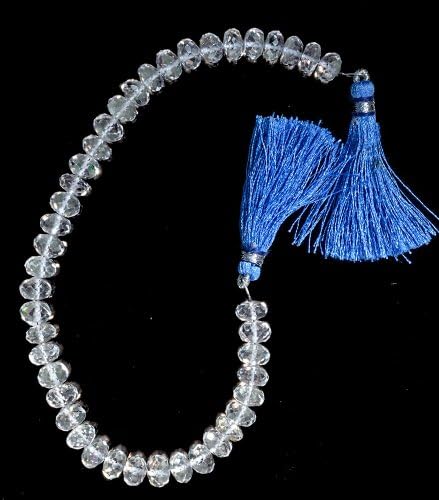 Rock Crystal 8mm Faceted Rondelle Genuine Natural Clear Beads Quartz Strand 8"